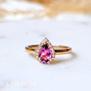 Pink Pear Engagement Ring
